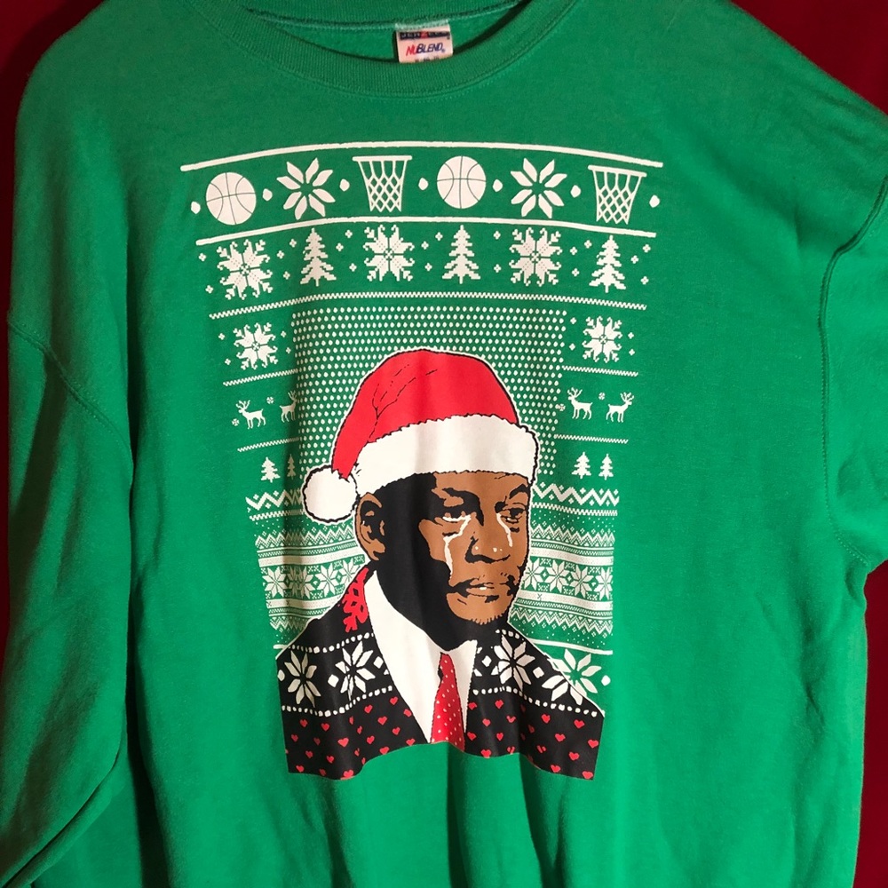 Michael Jordan crying face Christmas sweater